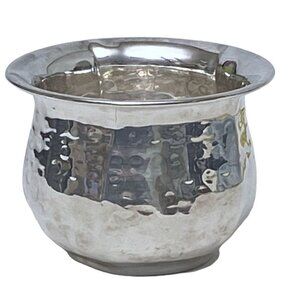 Hammered Silverplate Bowl 3" x 4"  Cachepot Candy Dish Signed
